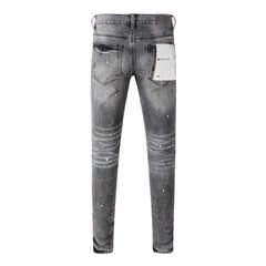 Purple JeansNew High Quality Mens Jeans Designer Jeans Fashion Distressed Ripped Denim Cargo For Men High Street Fashion 9031