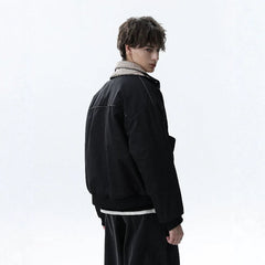 NOAH MARS Old Money Pattern Splicing Loose Warm Short Cotton Coat for Men